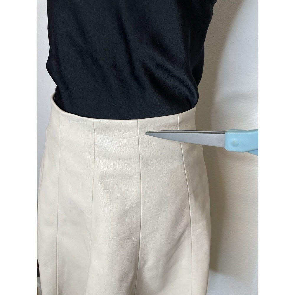 Women Skirt Faux Leather A-Line Paneled Mini 6 Cream - Picture 6 of 11
